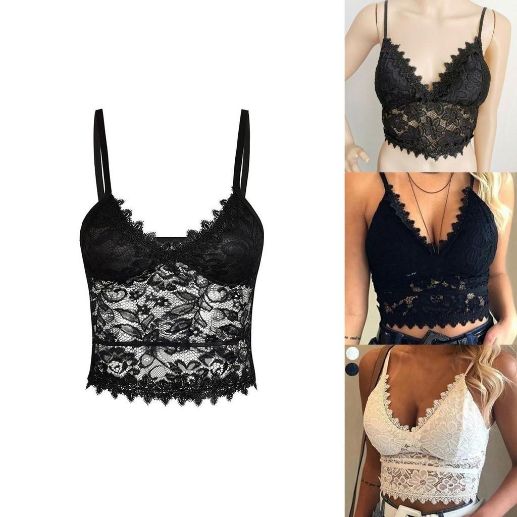 Elegant Lace Women's Bralette Cami Top With Sexy V-neck And Spaghetti Straps