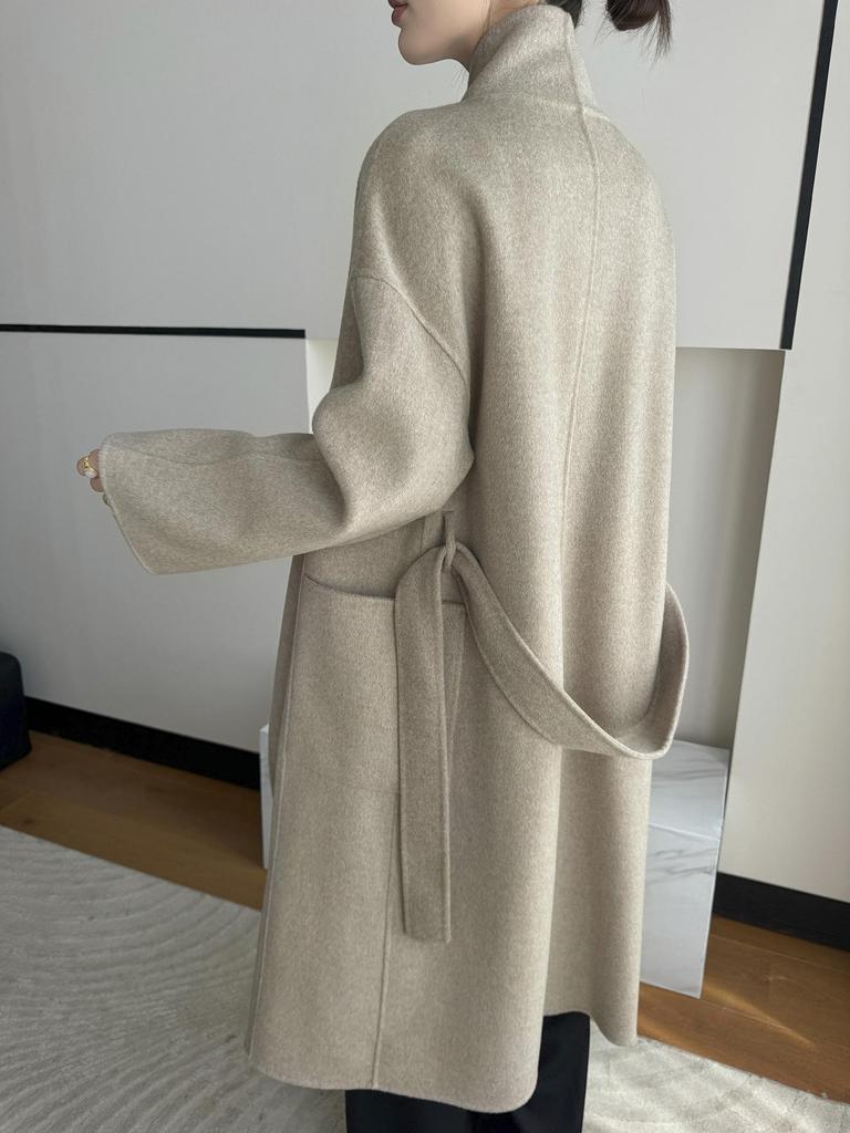 Damen Midilanger 2025 Kaschmirwolle Tweedmantel - Doppelseitig, Überknie, High-End Mode für Herbst/Winter