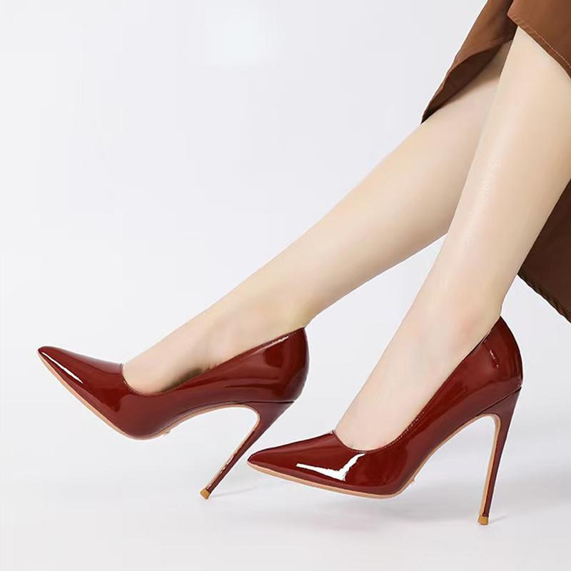 Fashion Liyke Wine Red Patent Leather Classic High Heels For Ladies Wedding Prom Shoes Sexy Pointed Toe Office Women Pumps Size 35-46