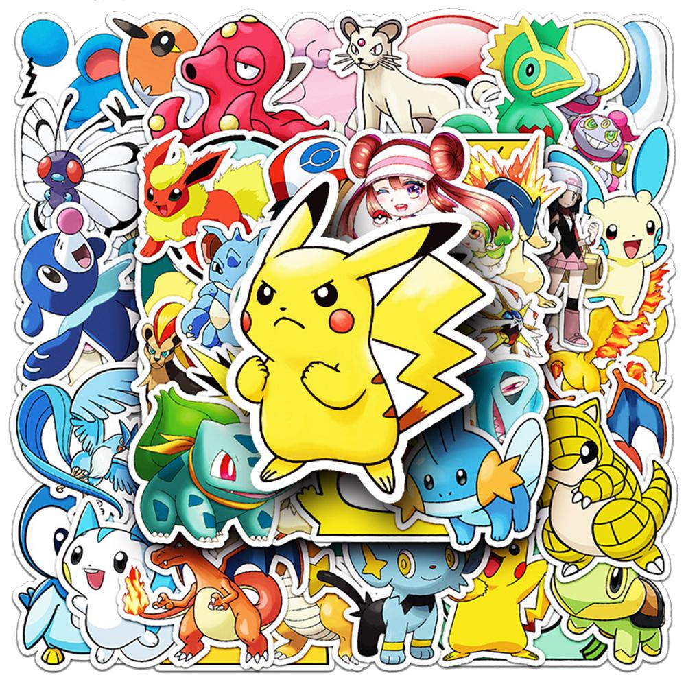 10/30/50pcs Kawaii Pikachu Stickers Japanese Anime Waterproof Decal DIY Skateboard Helmet Suitcase Classic Manga Sticker