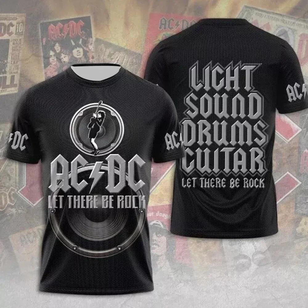 

2025 Літо Чоловічий одяг Футболки рок-гурту AC-DC 3D-принт Хлопчик Дівчинка Футболки з коротким рукавом Хіп-хоп мода Круглий виріз Повсякденні топи XL