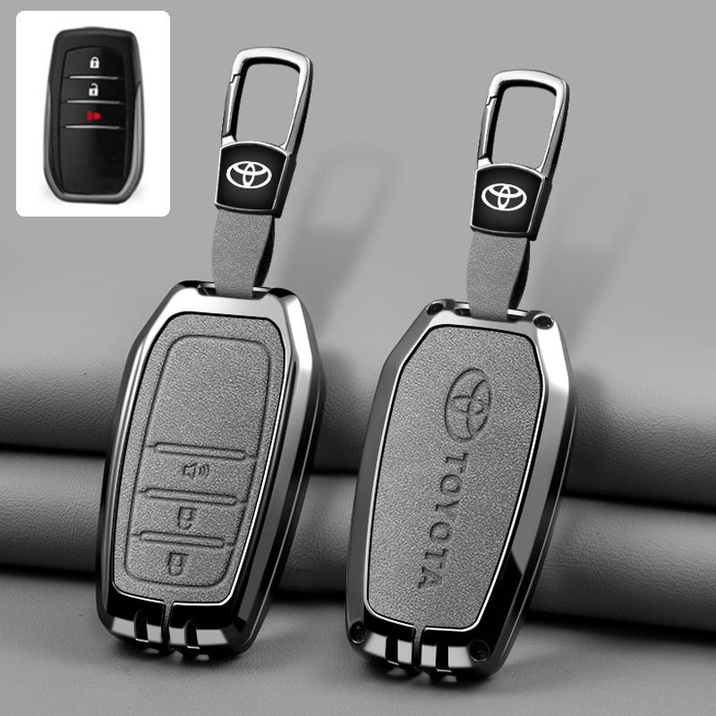 Car Key Case Cover for Toyota Land Cruiser 200 Prado Crown TLK 200 Yaris Cross Hilux Innova Rav4 Fortuner Camry 55 50 Keychain