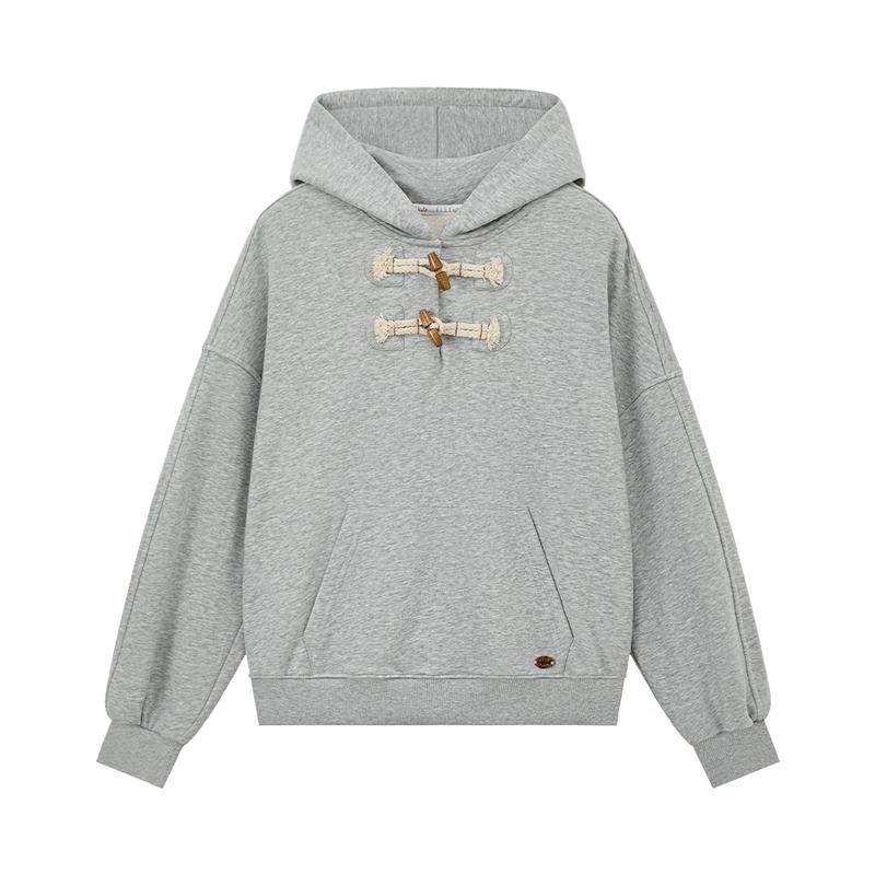 

ELLE KIDS Girls Retro Hooded Sweatshirt with Chinese Disk Buttons 130