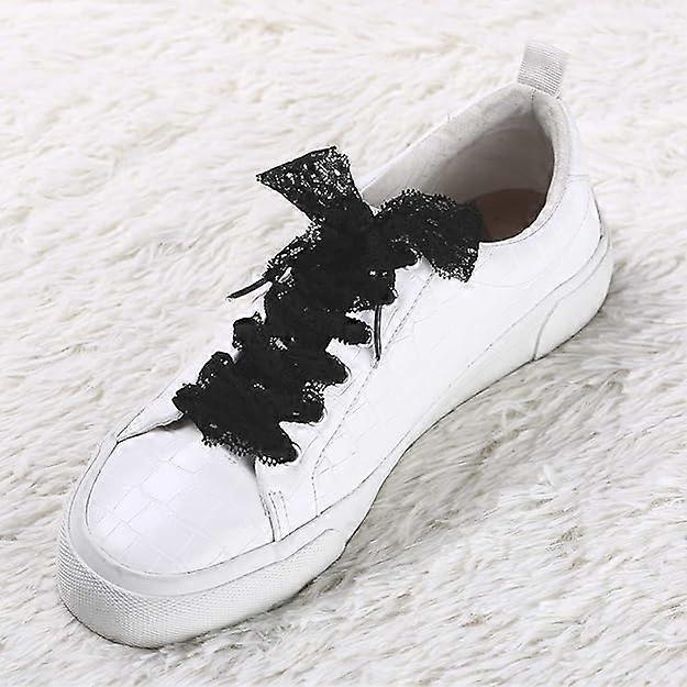 1 Pairs Womens Flat Hollow Flower Lace Shoelace Shoe Laces Shoestrings 120cm Black