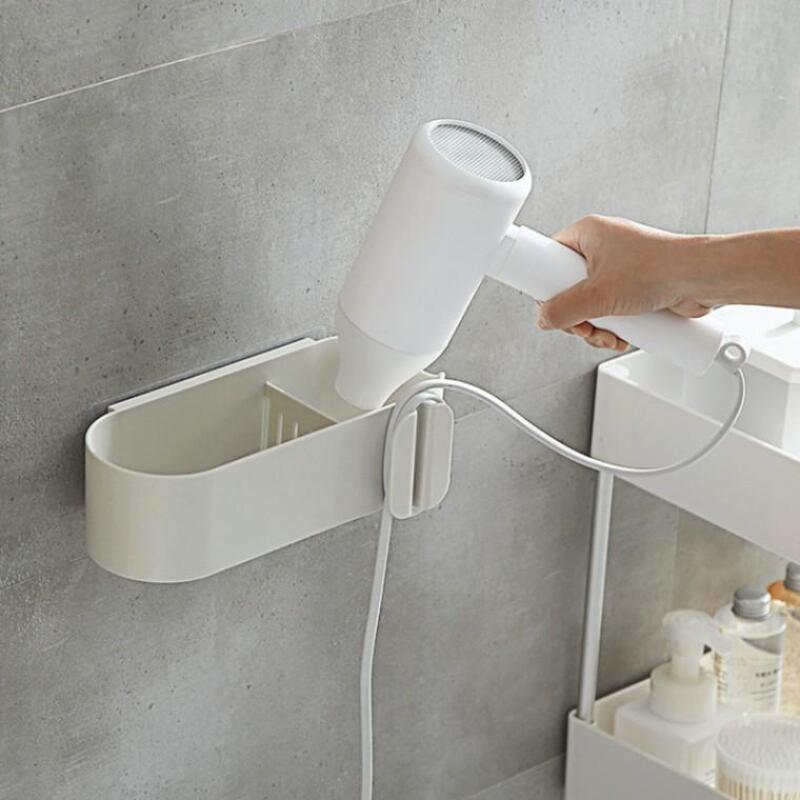 

Hair dryer stand storage bathroom shelf white