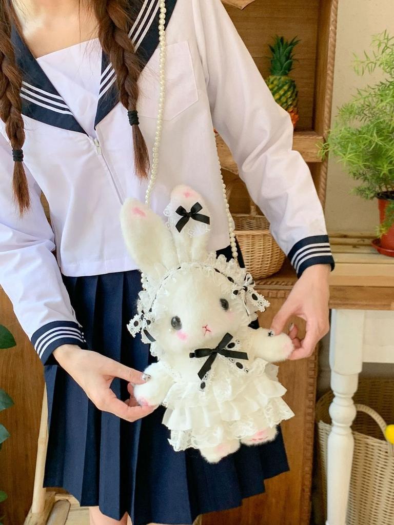Lolita Plush Bunny Bag With Bow For Daily Use And Collectors Style