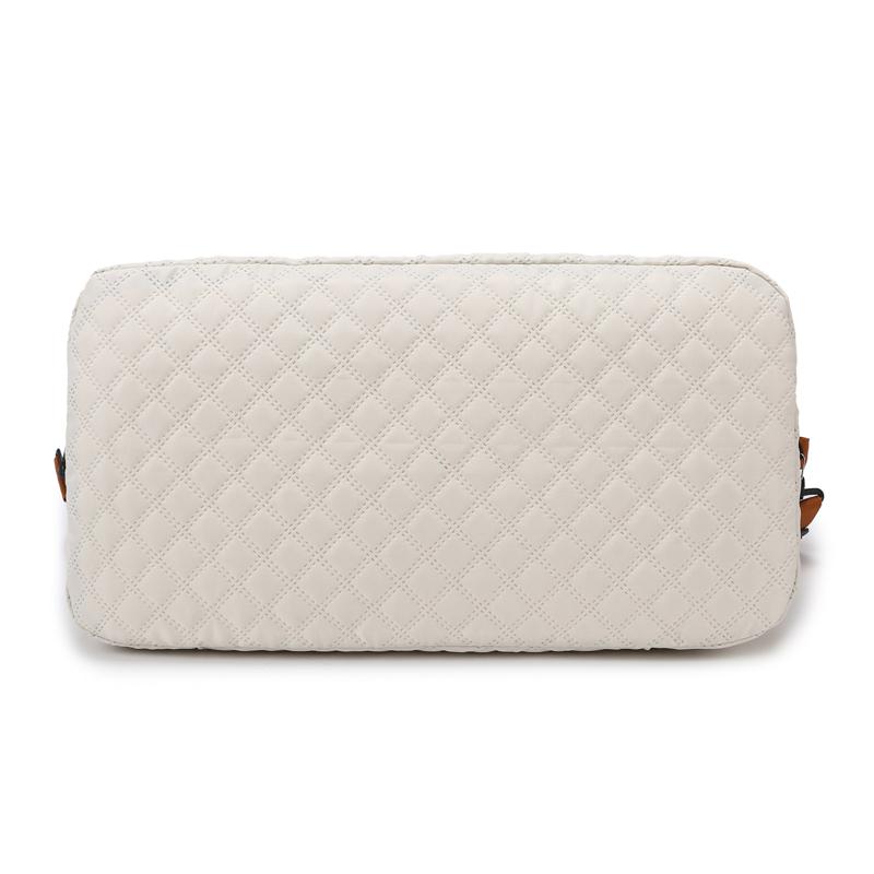 Nylon Travel Duffle Bag with Shoe Compartment, Large Capacity Argyle Pattern Casual Weekender Travel Handbag Gym Storage Bag