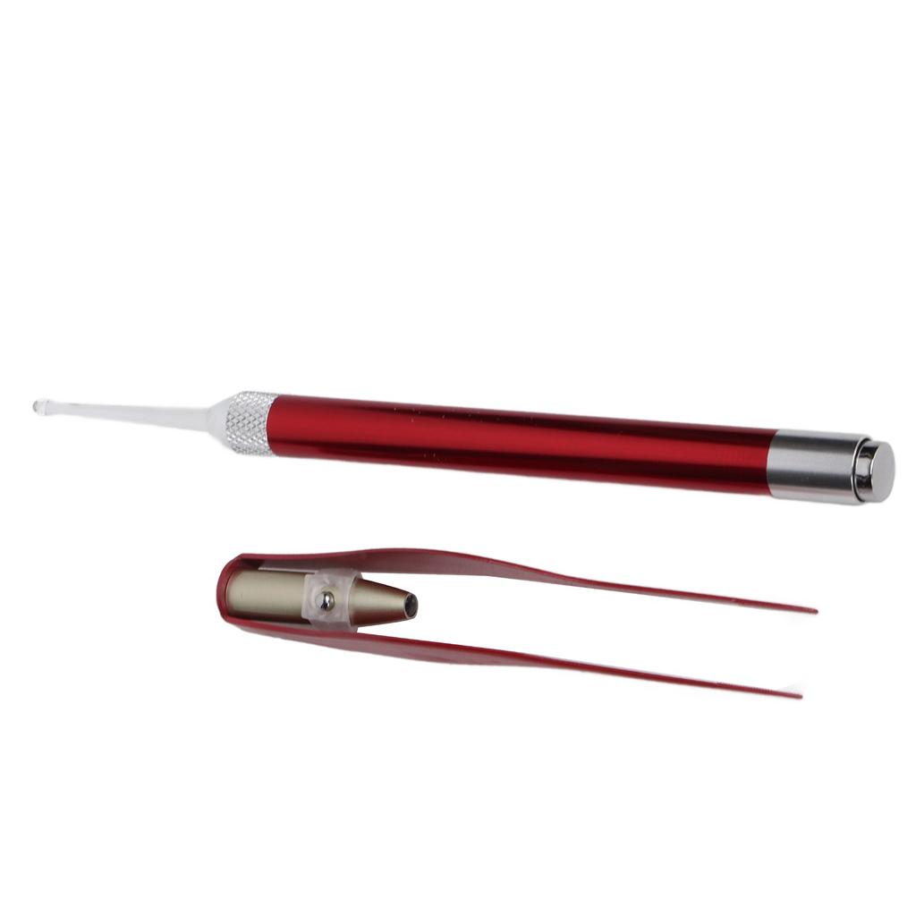 2pcs LED Light Ear Spoon with Tweezers Portable Luminous Light Ear Pick Cleaner Red for Kids Adults