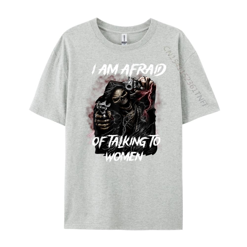 Im Afraid Of Women Shirt Men Skeleton Funny Mens Clothing 2025 Autumn Men Clothes Hip Hop