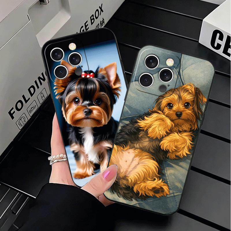 Yorkshire Terrier Dog Soft Phone Case for iPhone 16 16E 17 Air 15 Pro Max 14 Plus 13 Mini 11 12 7 Black Cover Back Shell