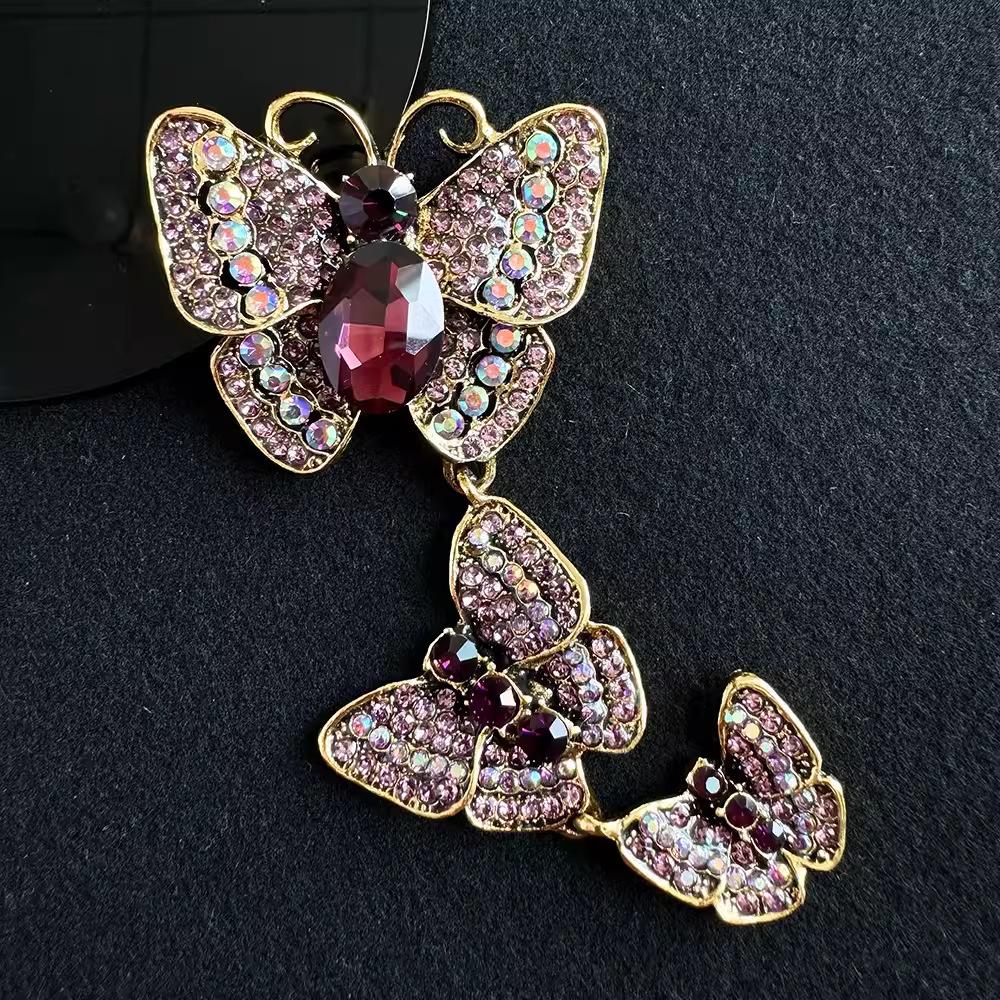 

Ретро креативная новая брошь-бабочка длинный костюм высококлассная булавка-насекомое женский циркон животное корсаж аксессуары