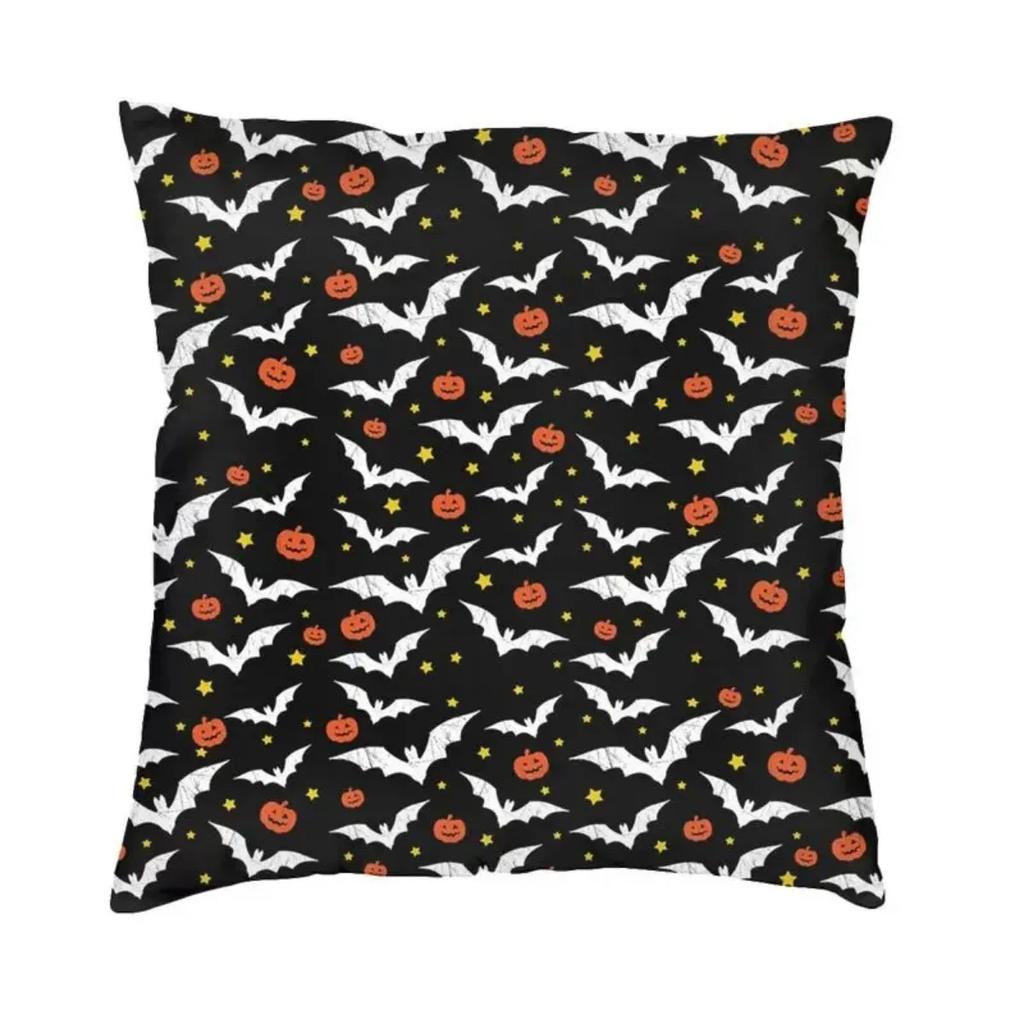 Pastel Goth Pink Black Bats Nordic Throw Pillow Cover Home Decorative Halloween Witch Chair Cushion 45x45cm Pillowcases