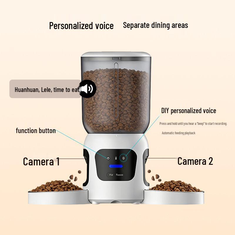 Smart Dual-Lens Automatic Cat Feeder with Camera