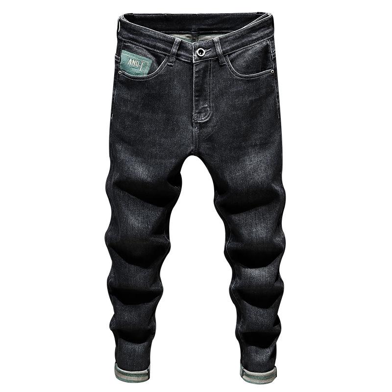İlkbahar ve Sonbahar Yeni Siyah Kot erkek Moda Marka Baskılı Nakış Mikro Harlan Rahat Trendy Uzun Pantolon Erkekler