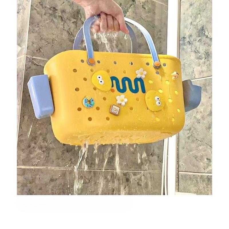 Dopamine Color Portable Storage Basket with Double Handles, Moistureproof Household Organizer for Bathroom & Kitchen Supplies