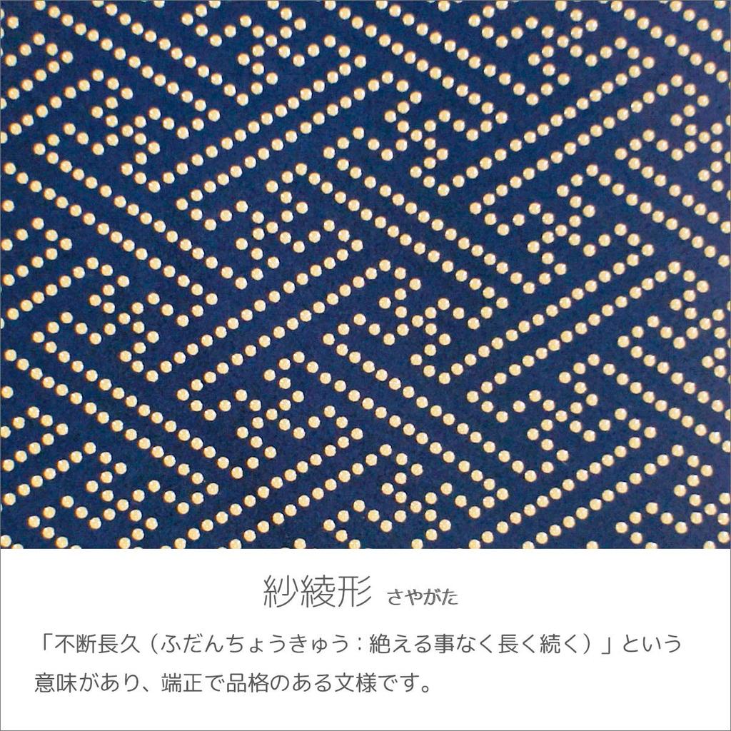 [Inden-ya] Inden Long Wallet, Size M, with Coin Purse, Deerskin, Navy Blue with White Lacquer, Saaya Pattern, 2109-14-006