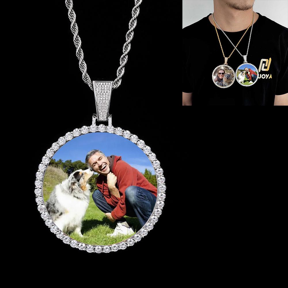 Custom Made Big Photo Medallions Gold Necklace Pendant Iced Out Cuban Men Hip Hop Picture Jewelry Gift Can Free Custom