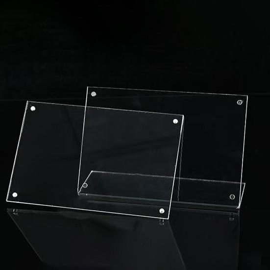 Suporte Magnético de Mesa em Acrílico Transparente HD em Forma de L para Etiquetas de Preço e Perfis de Empresa