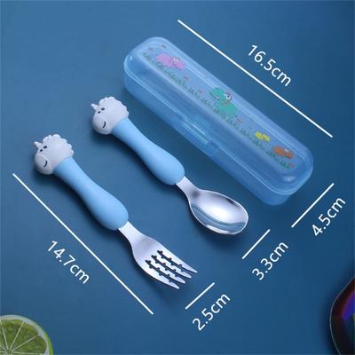 304 Stainless Steel Forks And Spoons Cutlery Set With Spoon And Fork, Cute Cartoon Tableware With Box For Travel
