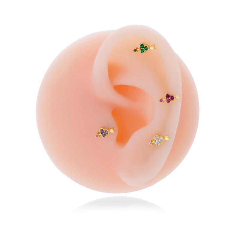 Henson Stainless Steel Zircon Arrow Heart Cartilage Stud