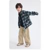 Boys Kids Korean Style Brushed Plaid Long Sleeve Casual Children Shirt