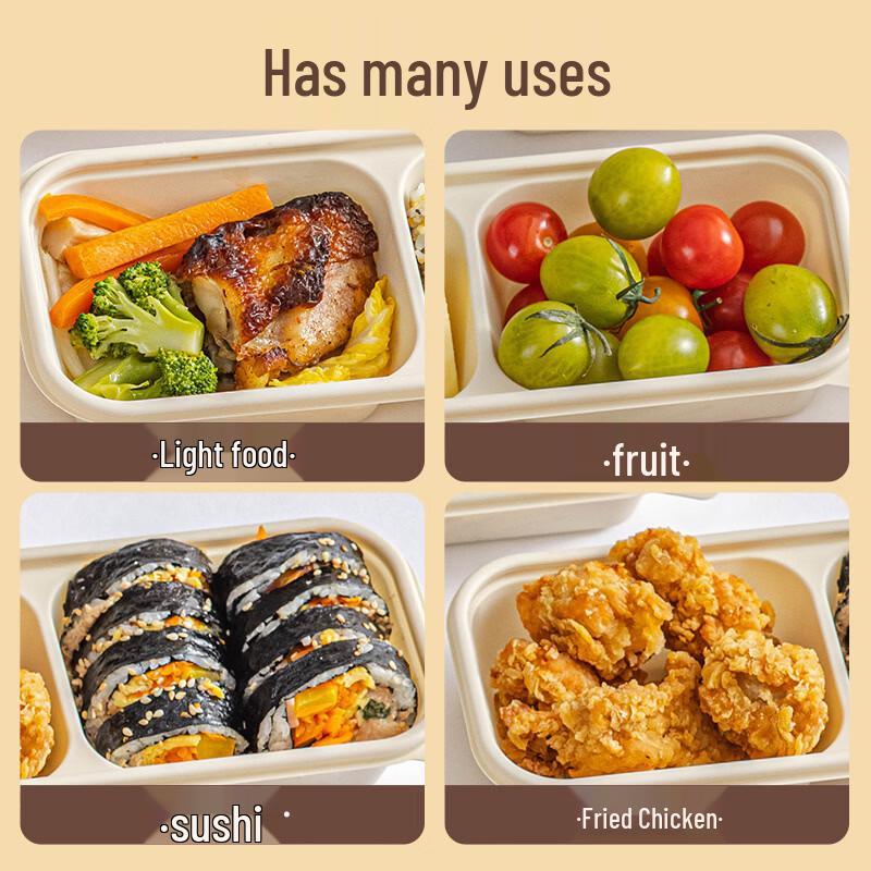 MEIDI 500ml Double Compartment Corn Starch Takeaway Box