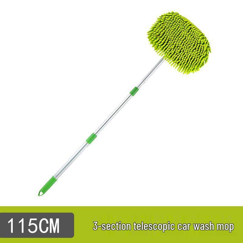Retractable Chenille Car Wash Mop - Three-Section Wax and Dust Duster Tool