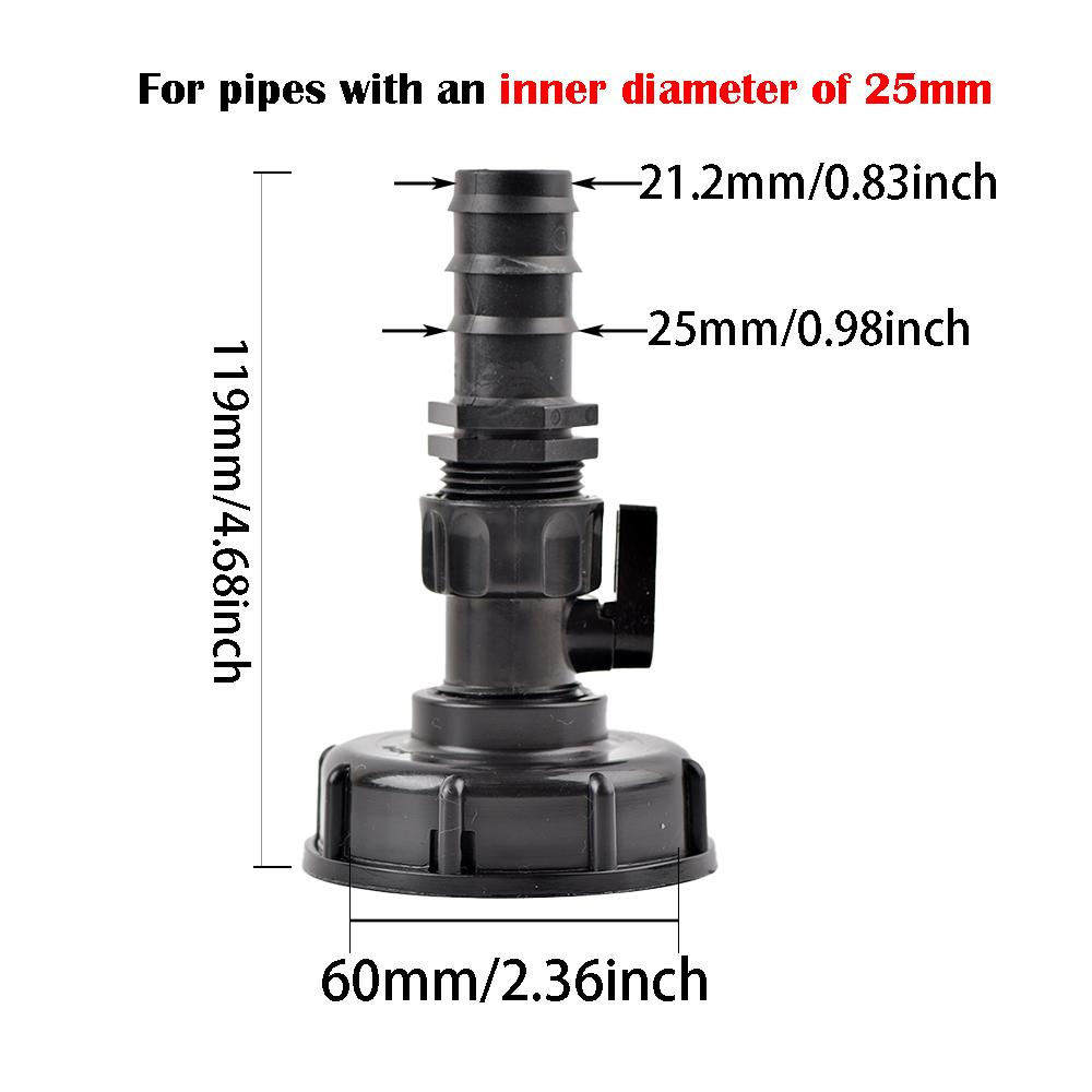 Adapter zbiornika IBC 1000L S60*6 Grubo gwintowany ze złączką do węża ogrodowego 16/20/25mm Złączka do węża Przyłącze rury irygacyjnej