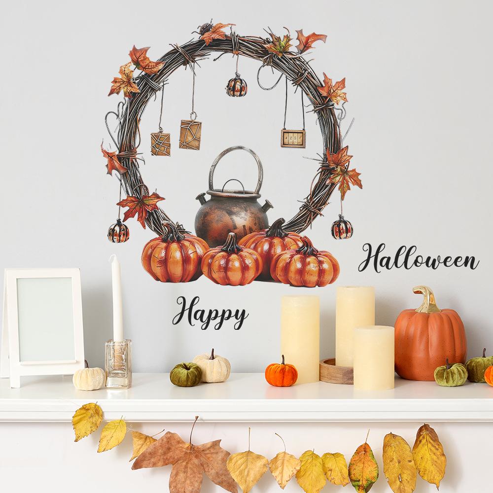 Pumpkin Wreath Living Room Porch Home Beautification Decorative Wall Stickers