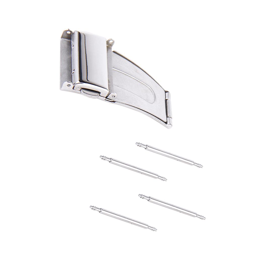 17mm Stainless Steel Double Deployment Clasp Buckle For Watch Band Strap