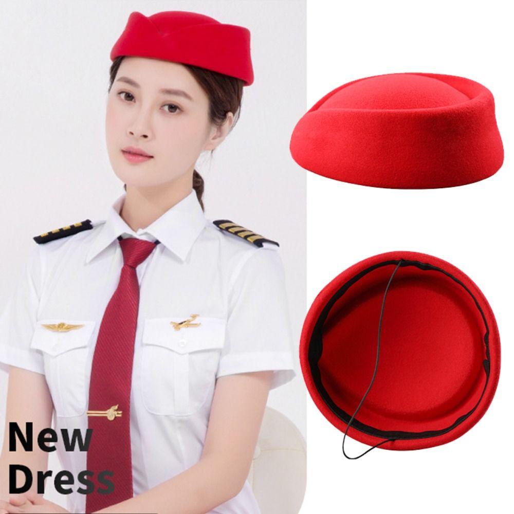 Fashion Stage Performance Beret Hat Cosplay Masquerade Party Flight Attendant Hat Teardrop Hat
