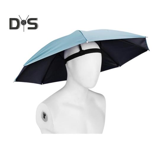 69CM UV Protection Umbrella Hat Hands-Free Sun Blocking Umbrella Hat with Elastic Headband Waterproof Kids Adults Outdoor Fishing Folding Umbrella