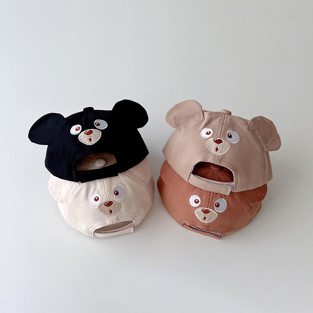 Cartoon Bear Ear Baby Baseball Cap Cute Solid Color Infant Peaked Hat Summer Cotton Kids Boy Girl Sun Visor Hats