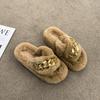 Popular Mao Mao Slippers Women's Outer Wear Chain Thick Bottom Increases Height Spring and Summer Fashion Going Out Plush Cross Autumn and Winter
