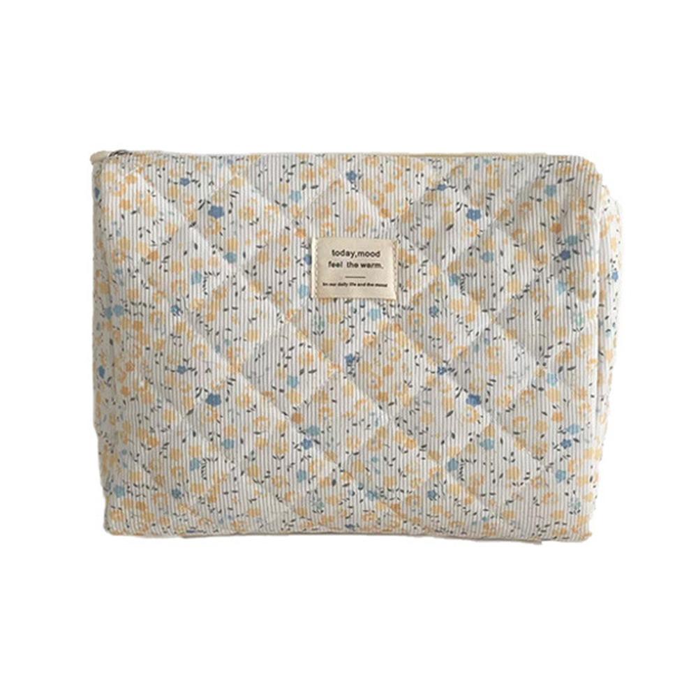 Ins Style Korduroy Ästhetischer Kosmetik-Organizer Große Kapazität Reißverschluss Floral Make-up Tasche Hautpflege Clutch Kosmetik