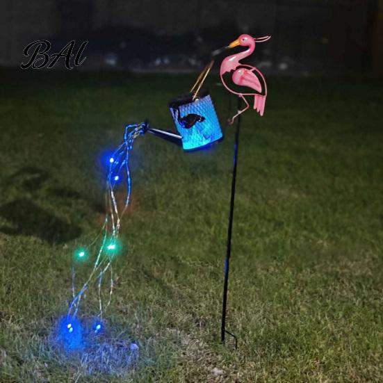 Unique Housewarming Gifts for Gardeners Flamingo Garden Statue with Solar Watering Can Lights, Decorative Iron Outdoor Light Strings Lawn Ornament