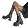 Black small British style platform Martin boots women's summer 2025 new thin high-heeled short boots
