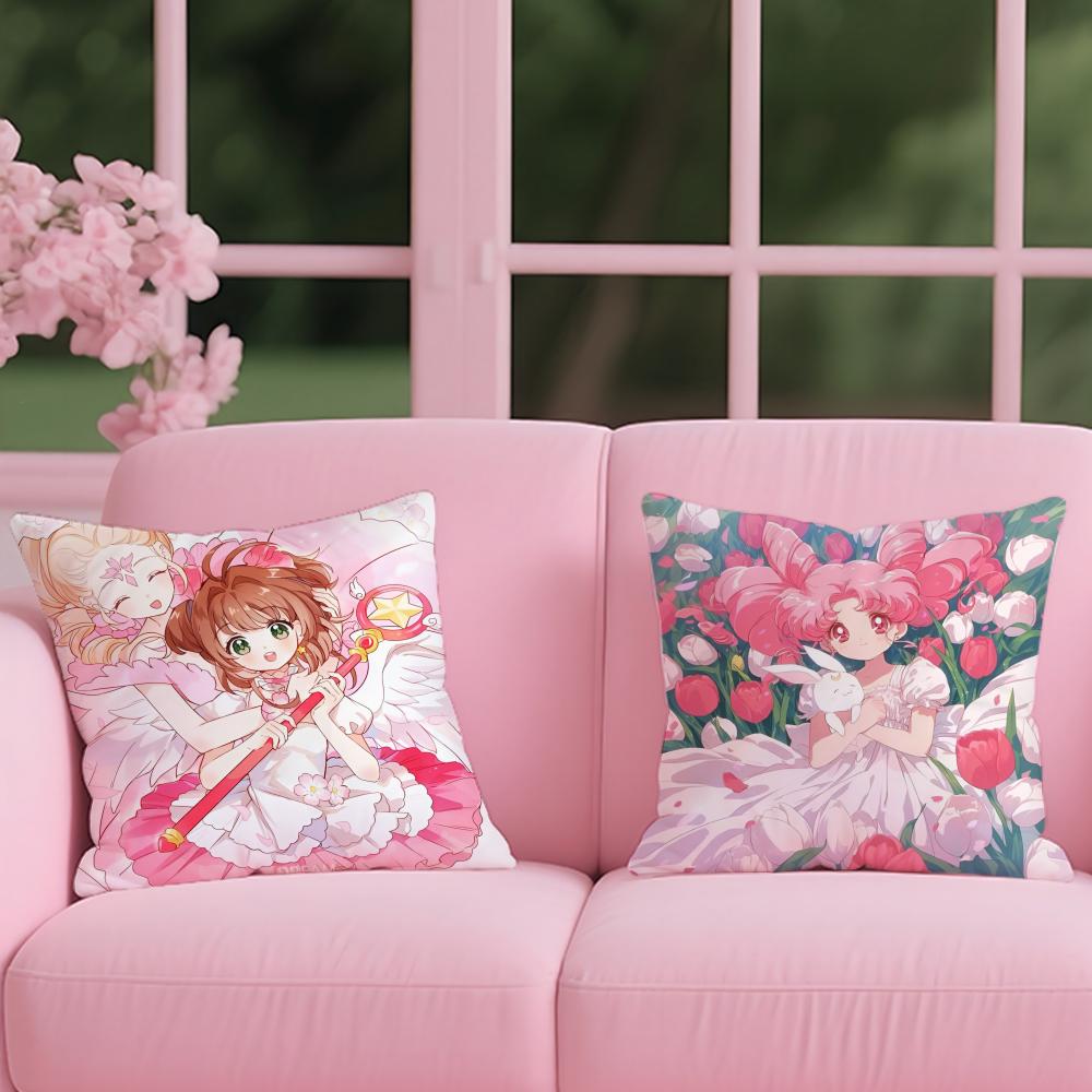 Card Captor Cushion Cover Reversible Plush Pillow Cover – For Car, Sofa, Bedroom, Perfect As a Gift.