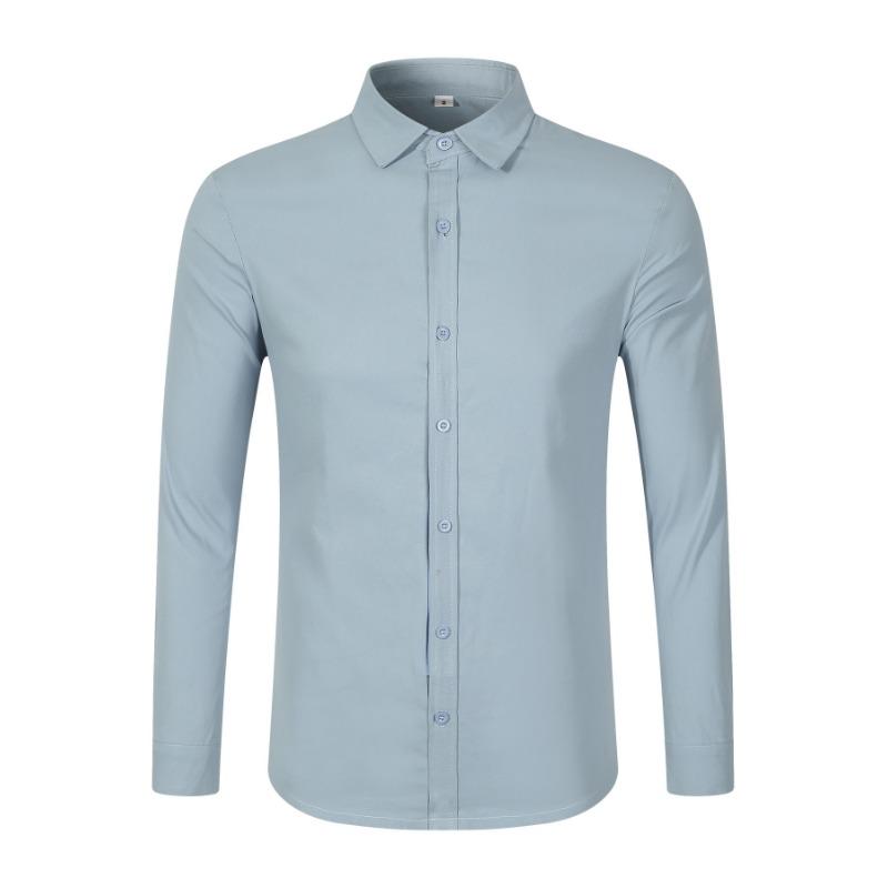 Camisa Casual de Cuatro Estaciones para Hombre Corte Slim Edición Negocios Diseño de Cremallera Anti-Acceso