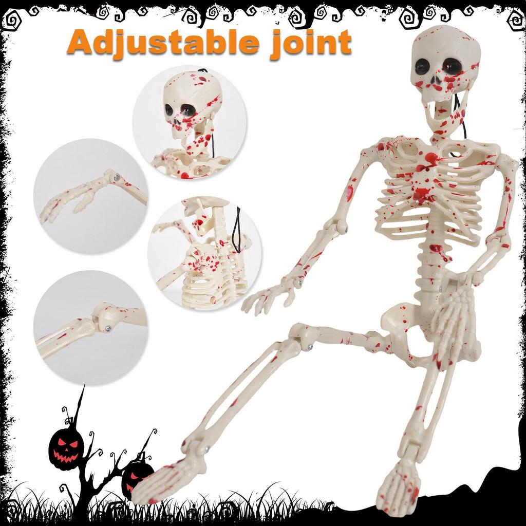 Halloween Skeleton Figurine Ornament Posable Party Supplies Scary Statue Decorative for Indoor