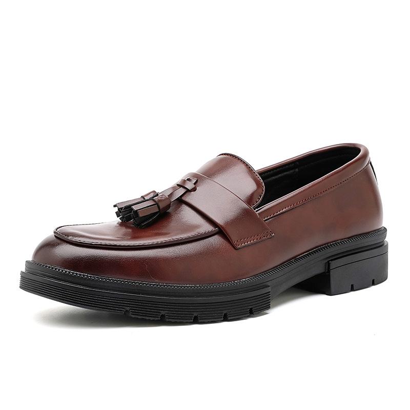 New Men s Retro Tassel Loafers - British Style Leather Slip-on Shoes for Business and Casual Wear 40 коричневый