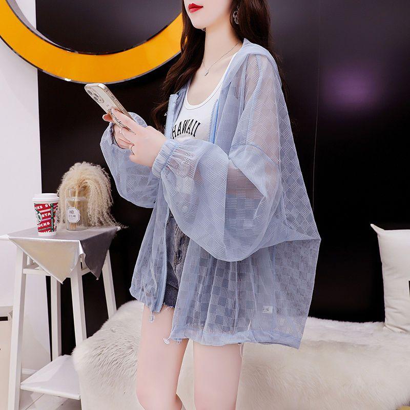 2025 Sommer Atmungsaktive Sonnenschutzjacke Damen Sonnenschutzkleidung Modisches Design Netzstoff Damen Patchwork Spitze Kapuzenjacke A77