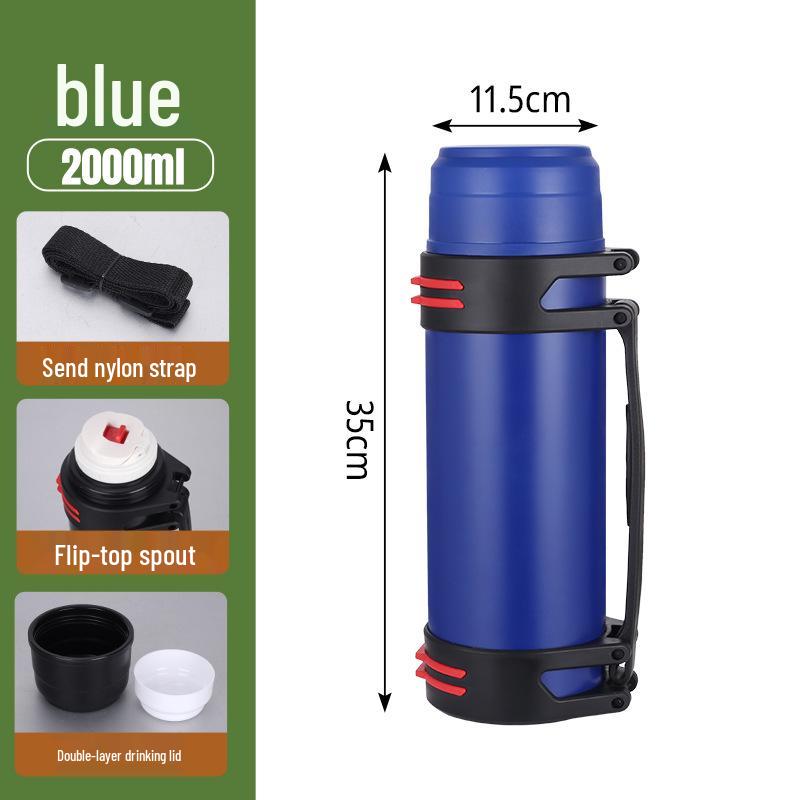 

Изолированный дорожный чайник из нержавеющей стали 304 - Портативная бутылка для воды большой вместимости для кемпинга на открытом воздухе. 1000ml