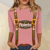 Damen Casual Oberteil mit Dreiviertelärm, Oktoberfest-Print, Rundhalsausschnitt, Leicht, Bequeme Passform für Saisonale Veranstaltungen und den Alltag