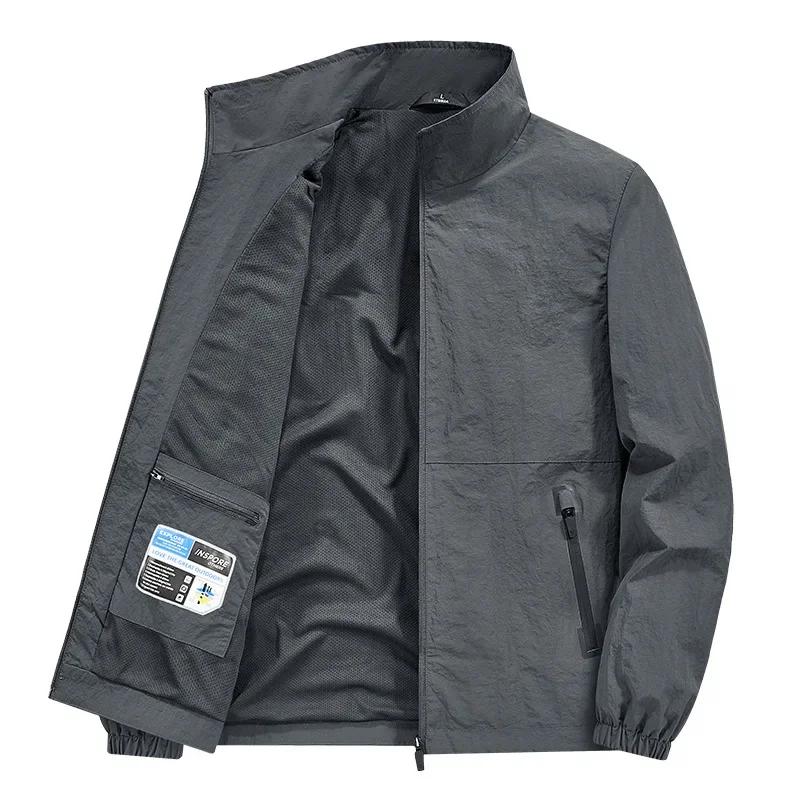 Casual Loose Fit Men's Jacket Spring Autumn Stand Collar Big Size Coat Comfortable Lightweight Business Style