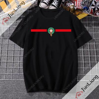 Unisex Marokkanische Flagge Muster Gedrucktes T-Shirt Emblem des Marokkanischen Geistes Shirt Modisch Lässig Streetwear