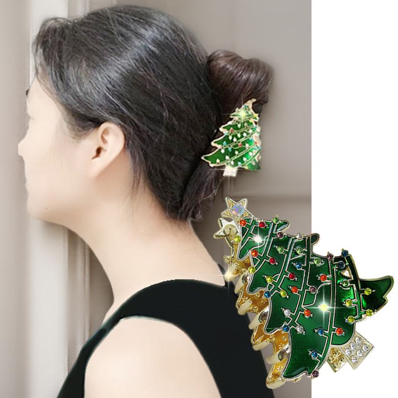 Trendy European and American Christmas Tree Shark Hair Clip