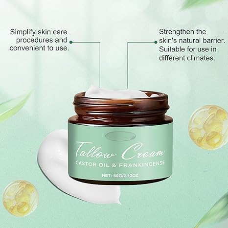 Organic Grass-Fed Tallow Balm with Frankincense – Ultra-Nourishing Chemical-Free Moisturizer | Deep Hydration for Dry, Sensitive & Damaged Skin |