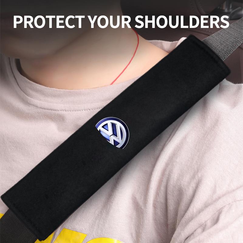 Car Stickers 2025 Hot NEW Car Seat Belt Cover Soft Shoulder Strap Embroidery Shoulder Pad For Volkswagen Tharu R Polo  R-Line