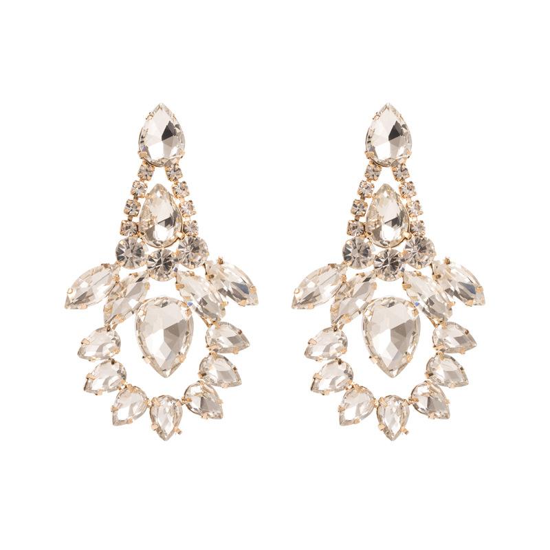 Women's Drop Earring Colored Crystal Geometric Pendant Exaggerate Temperament Premium Earrings